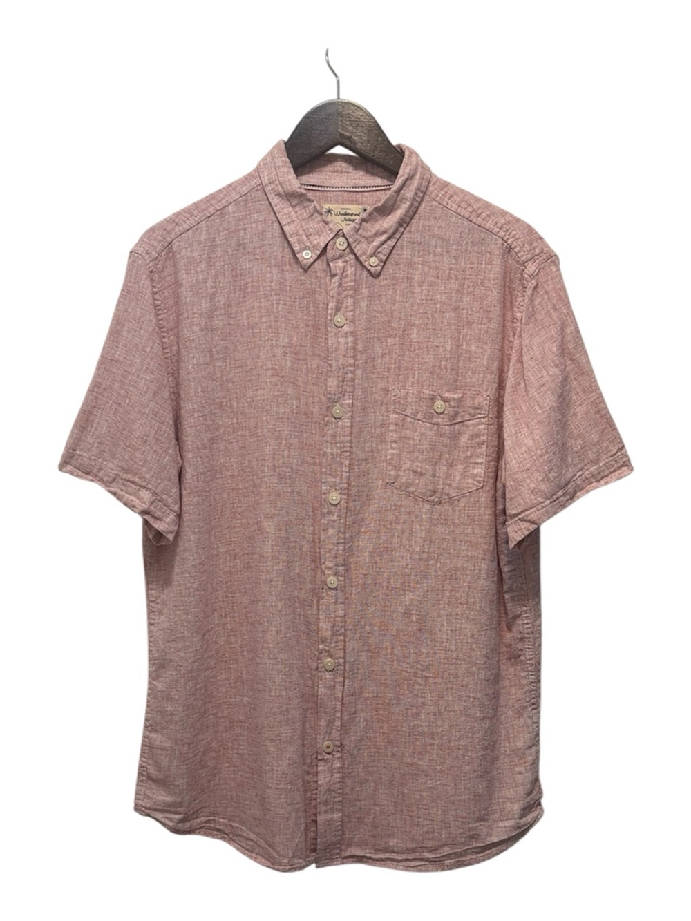 Weatherproof Vintage Men's Short-Sleeve Linen and Cotton Button-Down Shirt